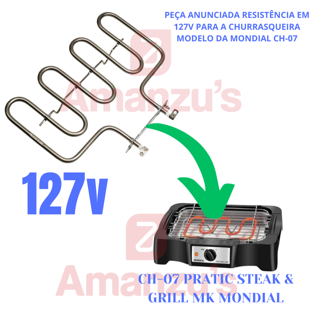 Resistência Da Churrasqueira Ch-07 1200w 127v Mondial