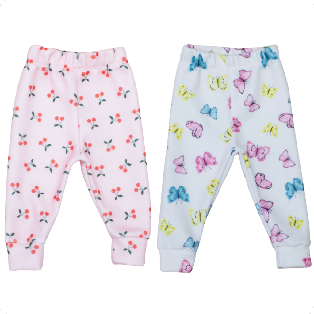 02 Unidades Mijão Calça Bebê Menina Menino Soft Quentinho Estampas Sortidas Macio Confortável