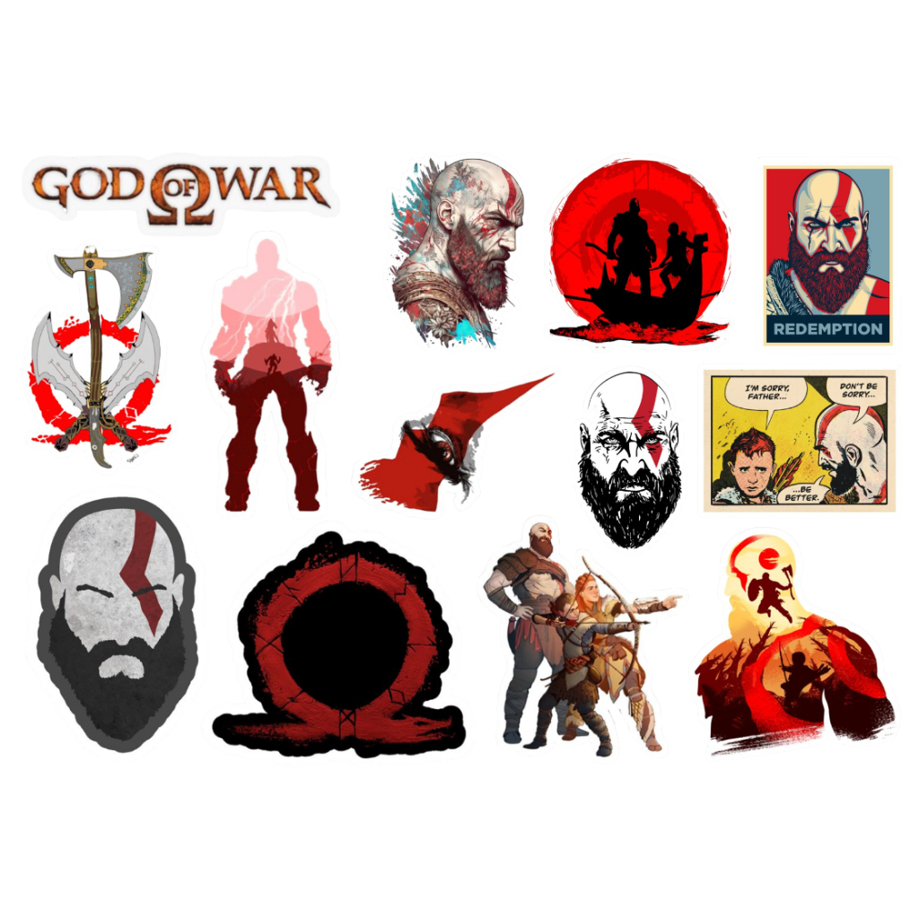 GOD OF WAR - CARTELA DE ADESIVOS (sem recorte, com recorte ou a prova d'água) em Oferta na Shopee