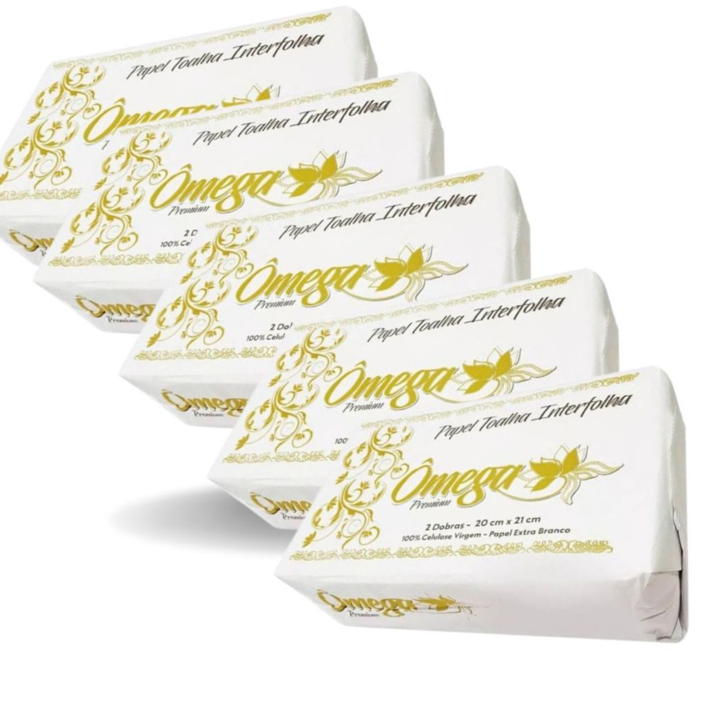 5000 Folhas Papel Interfolha Premium Branco Omega 20x21cm Para Dispenser - Macio e Absorvente