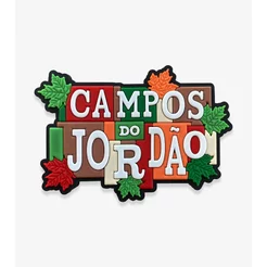 Ímã Campos Do Jordão SP Folhas Quadrado – Ímã de Geladeira