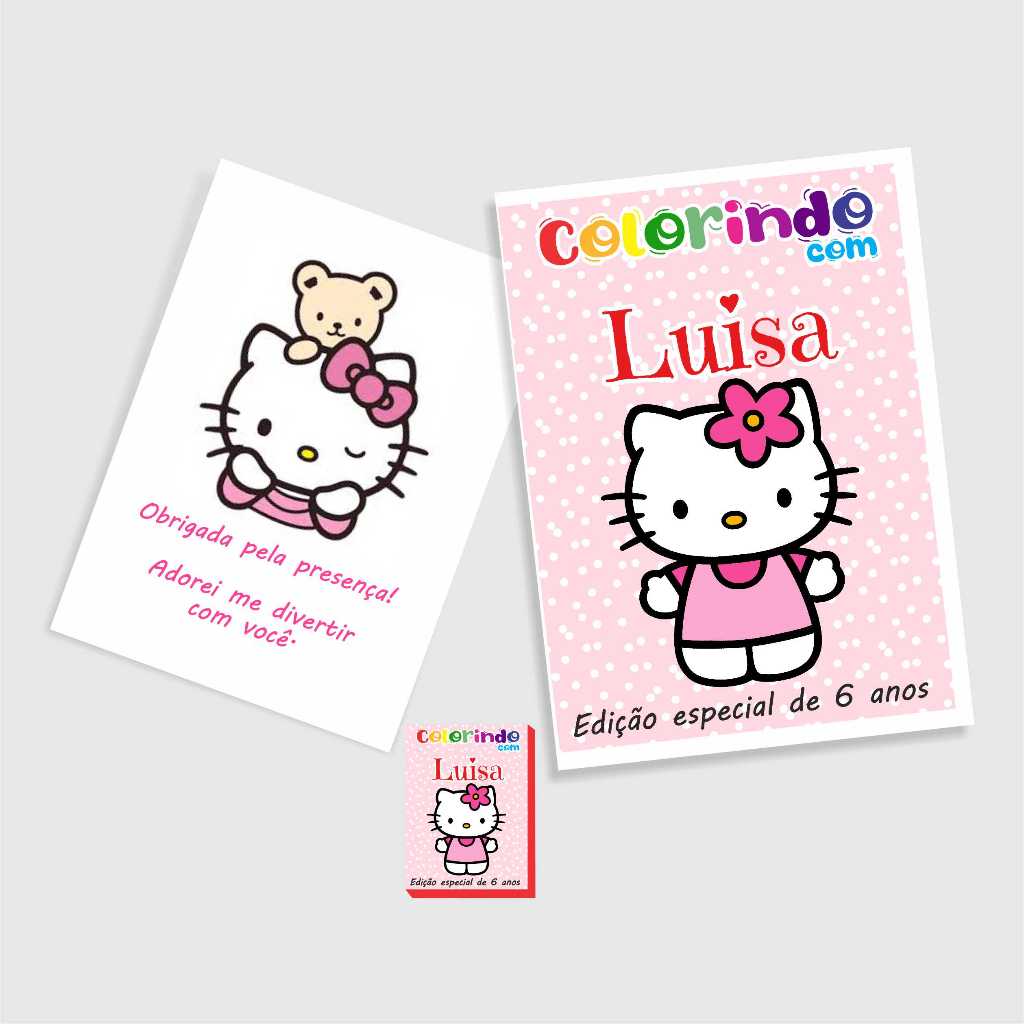 Kit de colorir - Livro de colorir + giz de cera - HELLO KITTY - DESENVOLVEMOS QUALQUER TEMA