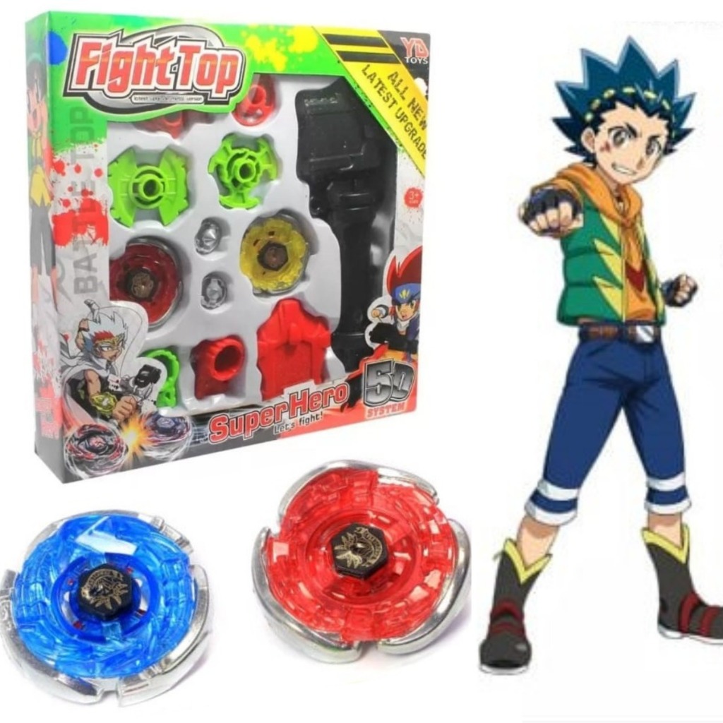 BRINQUEDO 2 PIÕES METAL 1 Lançador 1 EMPUNHADOR ACESSÓRIOS EXTRA PARA MODIFICAR PIÃO COMPLETO 12pçs