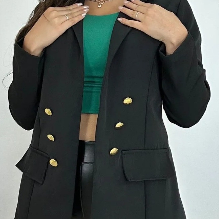 Blazer Feminino Alfaiataria Social Com Botão em Oferta na Shopee