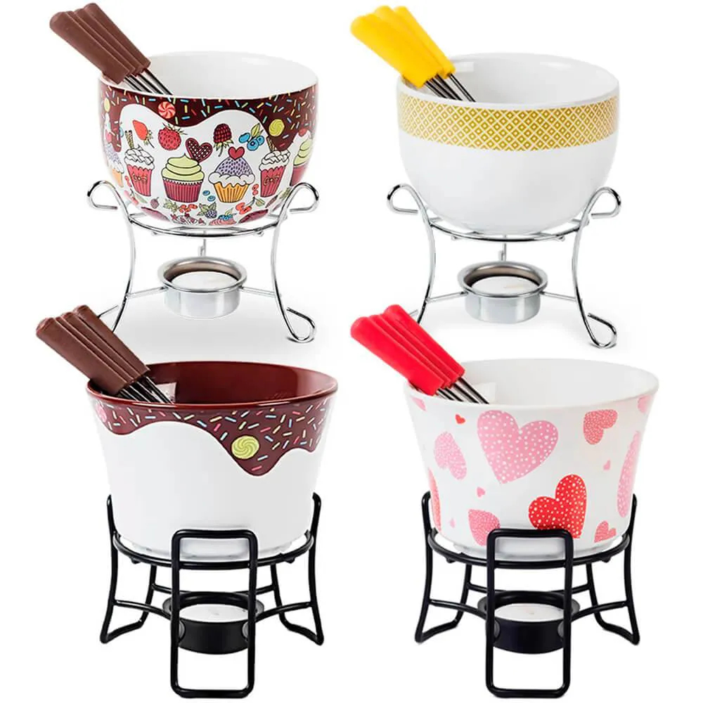 Aparelho De Fondue De Chocolate E Queijo Cerâmica 7 Peças Brinox