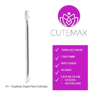 CUTEMAX - Espátula Dupla Para Cuticulas em Aço Inox - Profissional Podologia Manicure - #01 em Oferta na Shopee