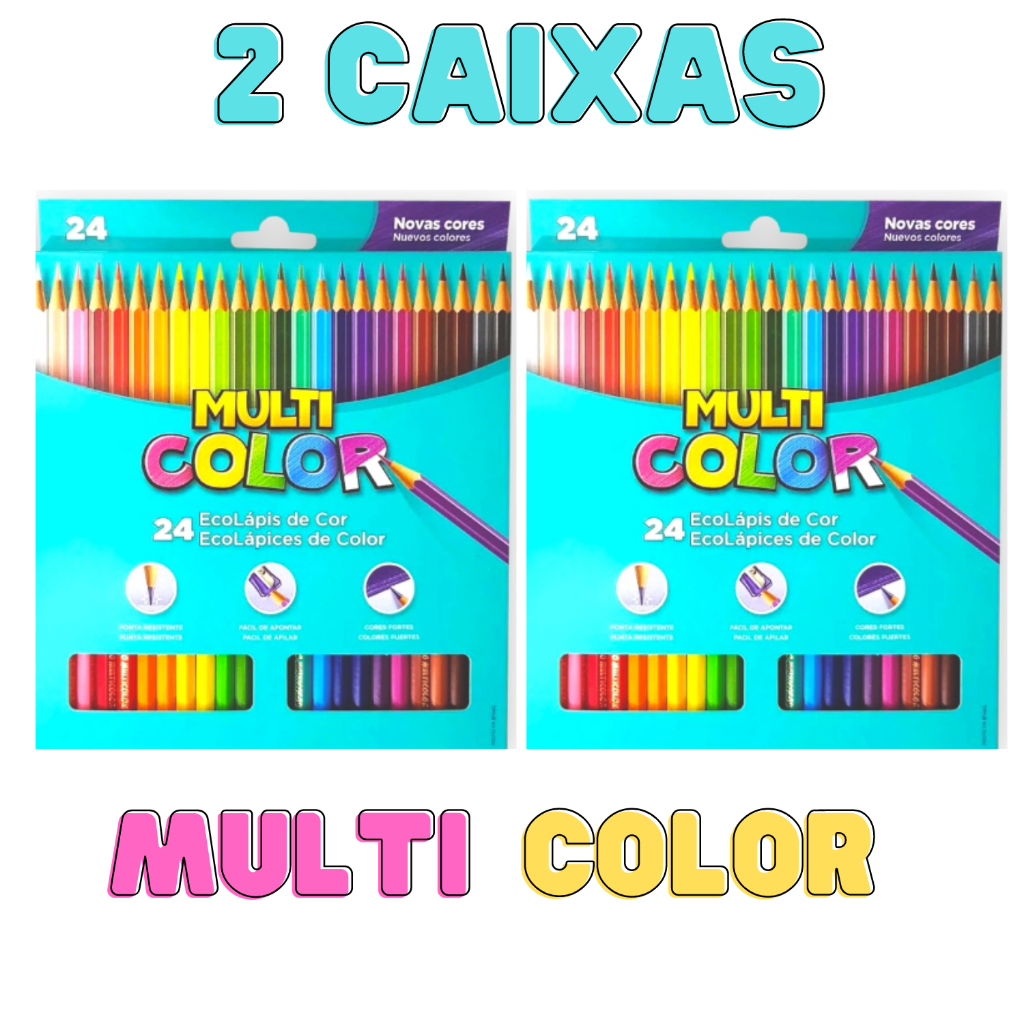 Lápis De Cor 24 Cores Multicolor Faber Castell- Pack 2 Caixas