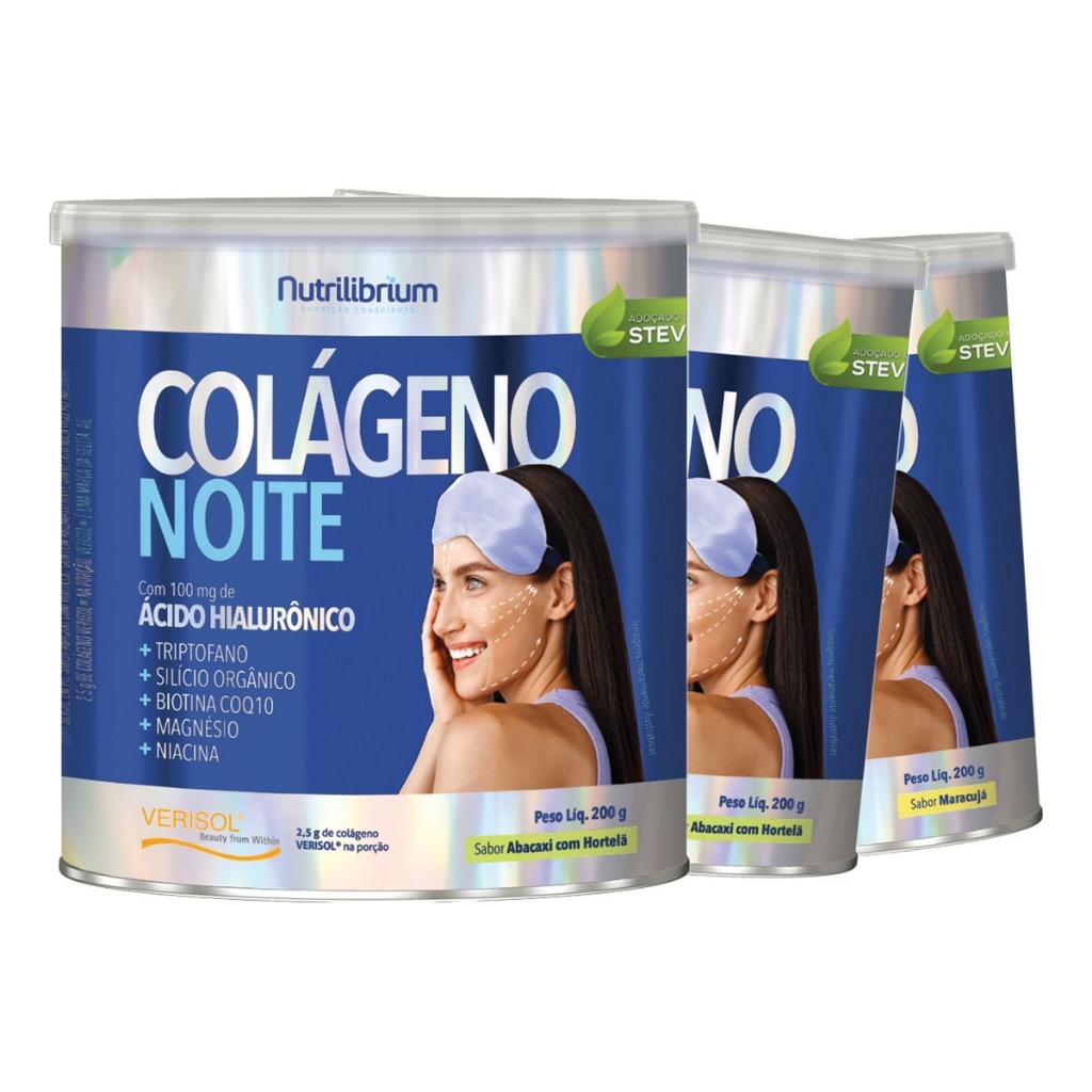 Kit 3x Colágeno Verisol Com Magnésio Triptofano Noite 200g Nutrilibrium em Oferta na Shopee