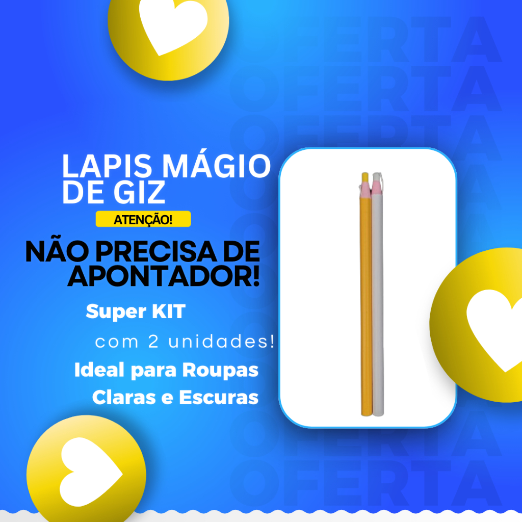 Giz Lápis Magico  de alfaiate - Kit com 2 unid para Riscar Marcar tecido