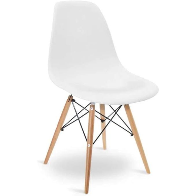 Cadeira Charles Eames Wood Design Eiffel Cor Branca em Oferta na Shopee