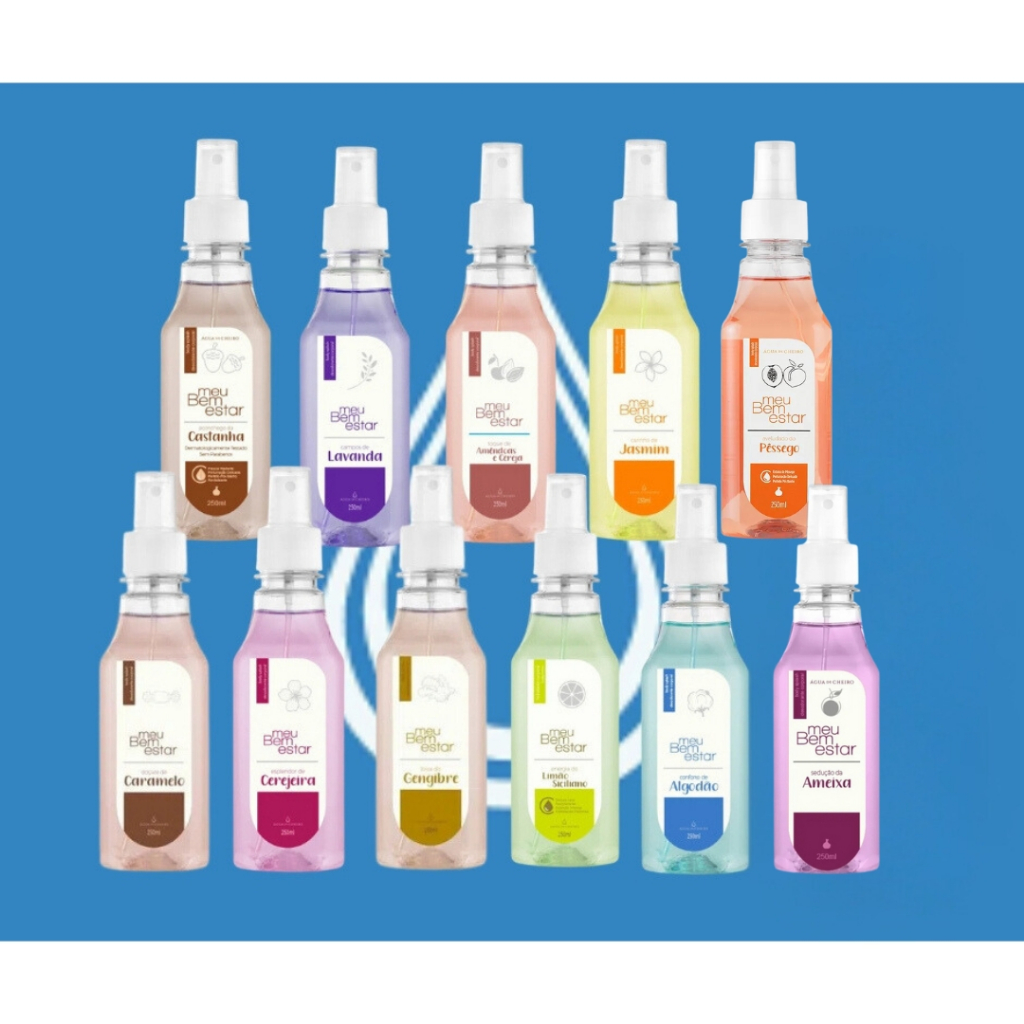 Body Splash Meu Bem Estar 250ml Água de Cheiro Desodorante Corporal Fragrâncias suave sensação banho