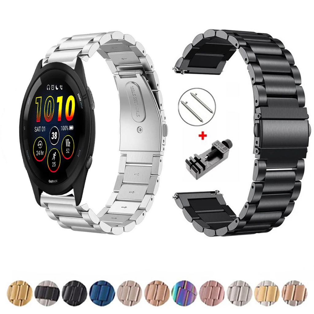 Pulseira de 22mm Metal Elos de aço inox para Garmin Forerunner 265 (46mm) de Engate Rapido