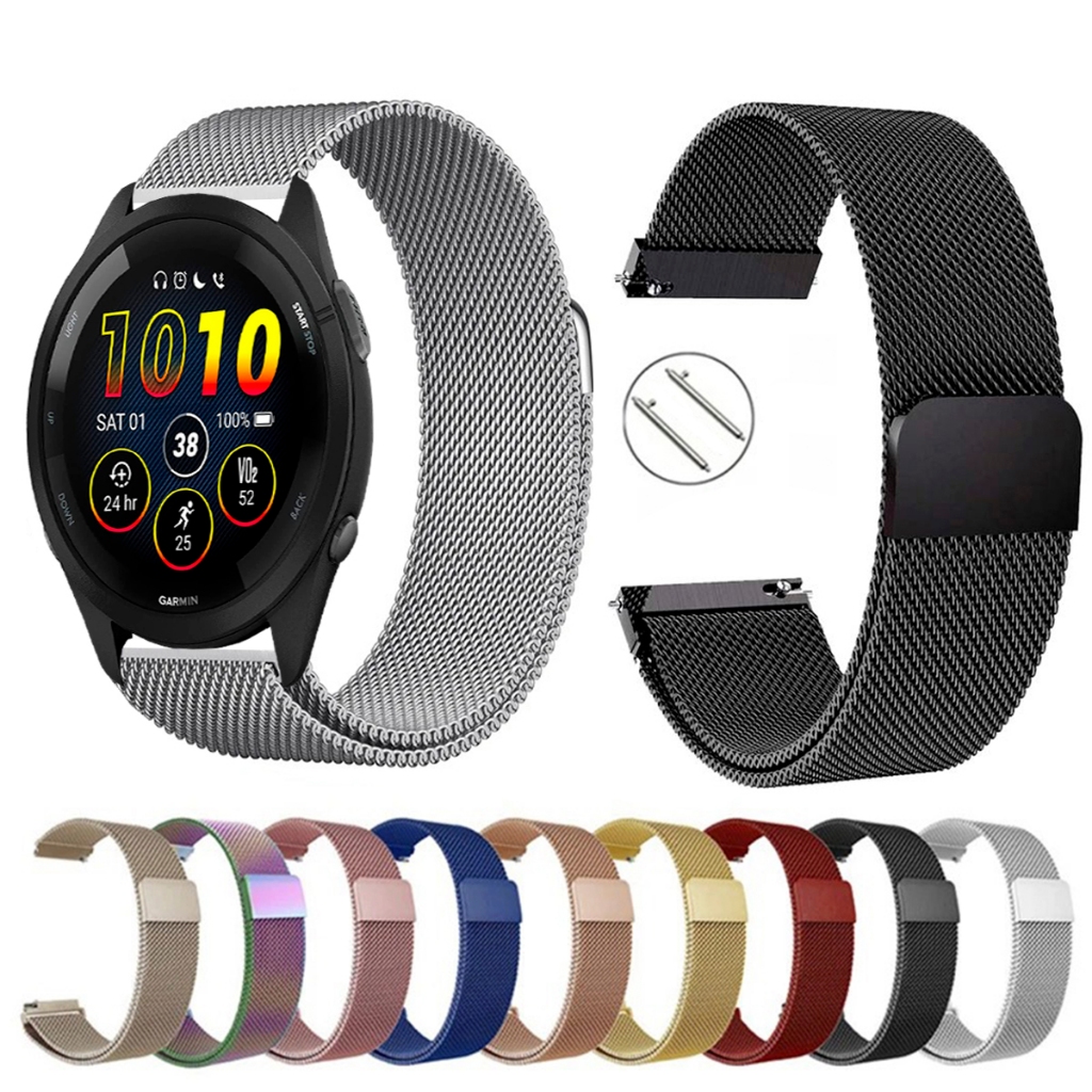 Pulseira de 22mm milanesa aço inox para Garmin Forerunner 265 (46mm) de Engate Rapido