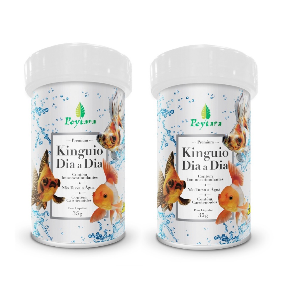 Kit com 2 unid - Ração Para Peixes Kinguio Dia A Dia 35g Poytara
