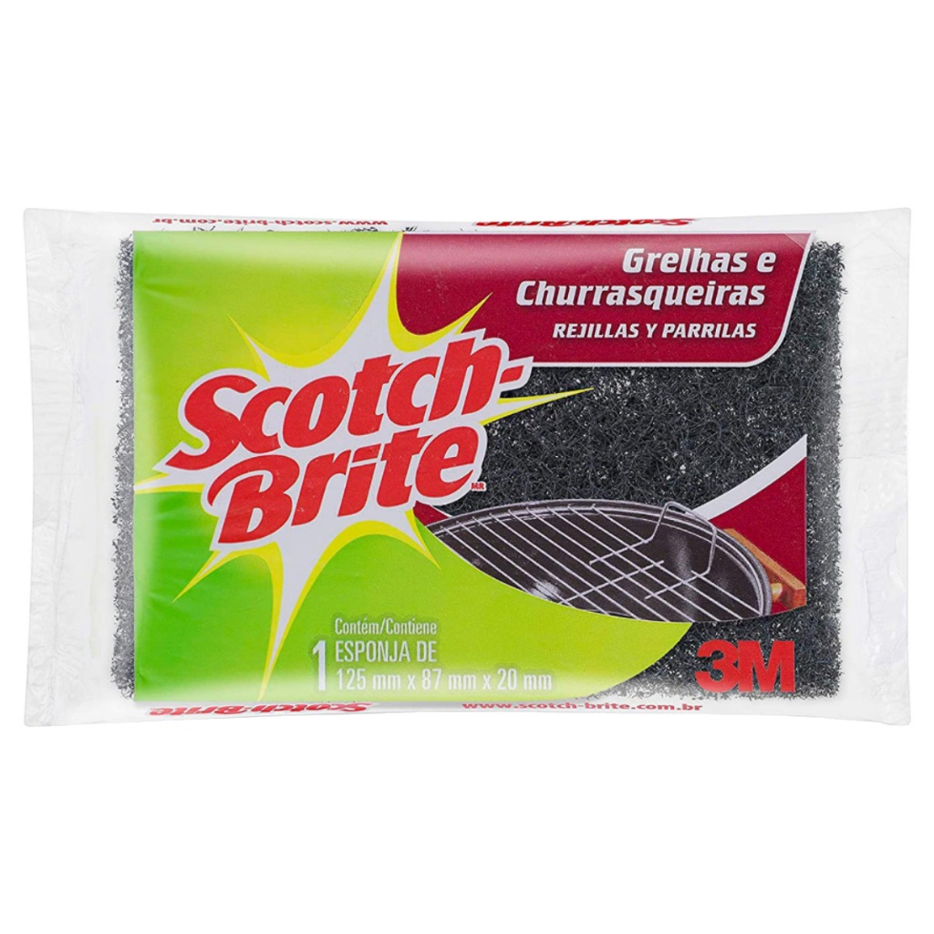 Esponja para Grelhas, Churrasqueiras e Grill 5und. Scotch-Brite 3M