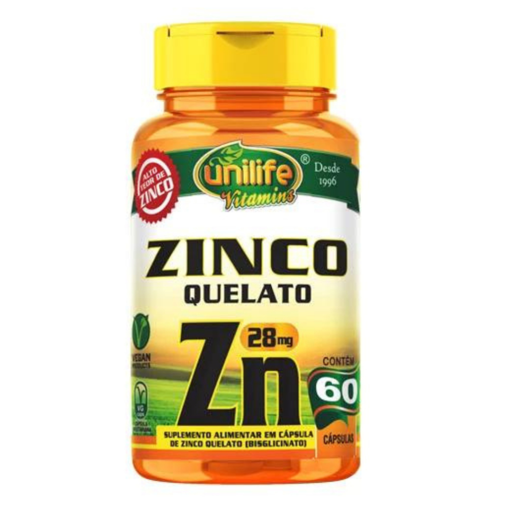 Zinco Quelato Zn Antioxidante 60 Cáps Vegetariana - Unilife