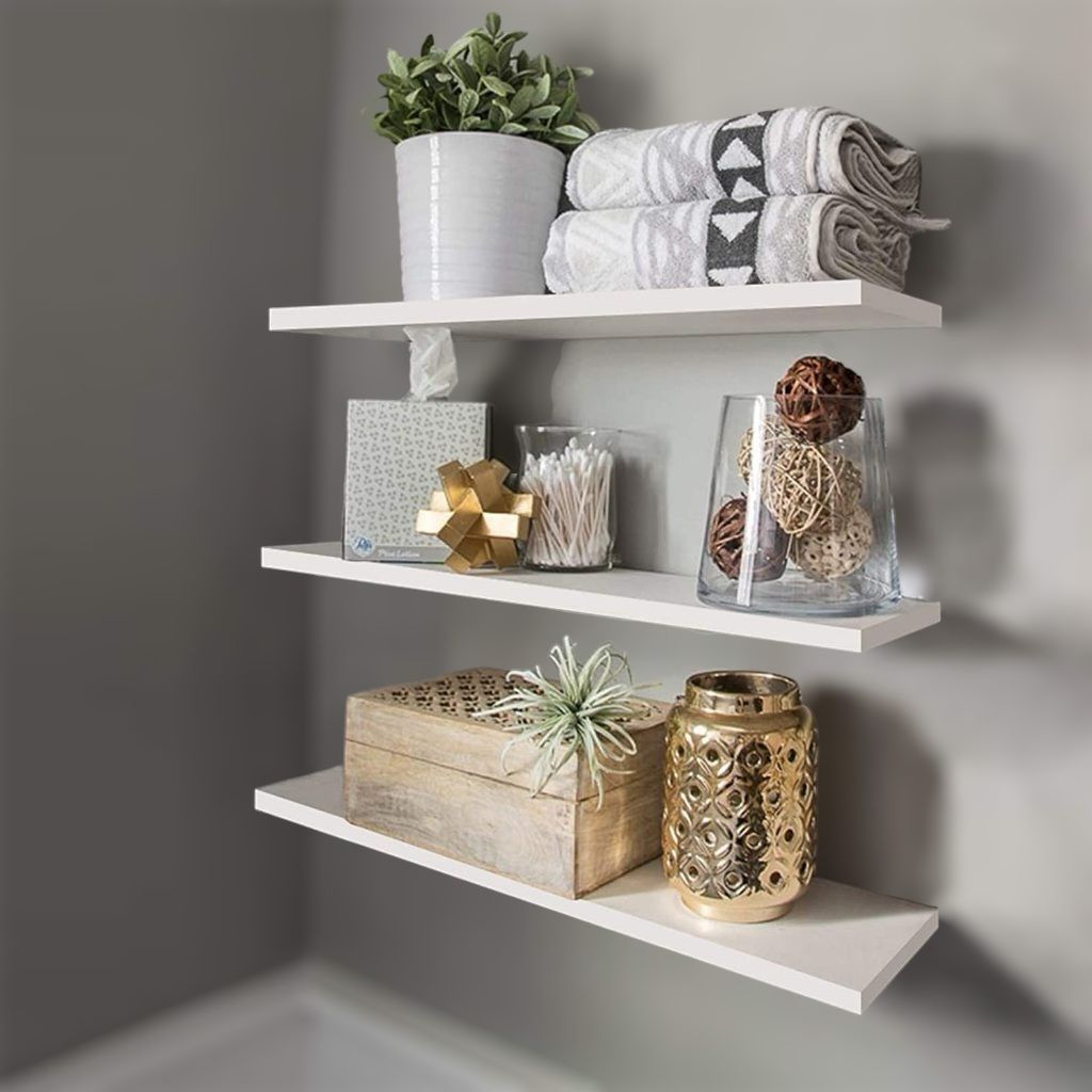 Kit 3 Prateleiras 30cm MDF Sofisticado Nichos Sala Cozinha Quarto Banheiro Com Kit De Inst...