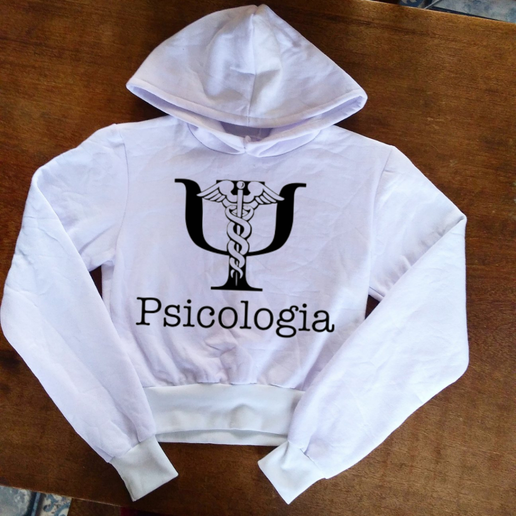Blusa de Psicologia com Símbolo - Moletom Cropped Feminino