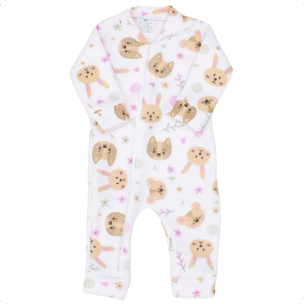Macacão Para Bebe com Zíper em Soft Quentinho Masculino e Feminino Roupas de Bebê Pijama Inverno