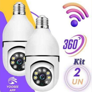 Kit 2 Câmera de Segurança gira 360 a Prova D'água Infravermelho Lâmpada Sem Fio em Oferta na Shopee