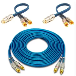 Kit Cabo Rca Blindado 5 Metros E 2 Y 2 Machos 1 Fêmea Anti Ruido Som Automotivo