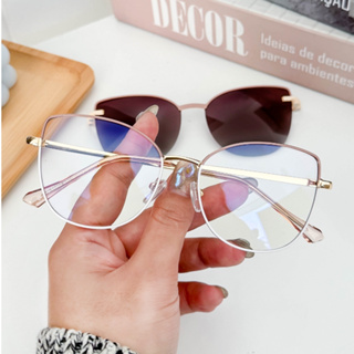 MELINDA MODA Armação Feminino Para Óculos de Grau Metal Rdondo Clipon 2 EM 1 um espelho plano+uma lente 95951 em Oferta na Shopee