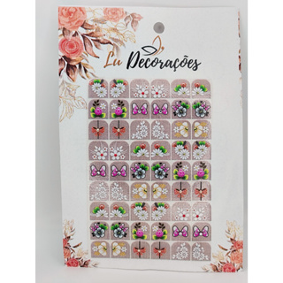 CARTELÃO DE ADESIVOS PARA UNHAS COM 54 UNIDADES REF:05 em Oferta na Shopee