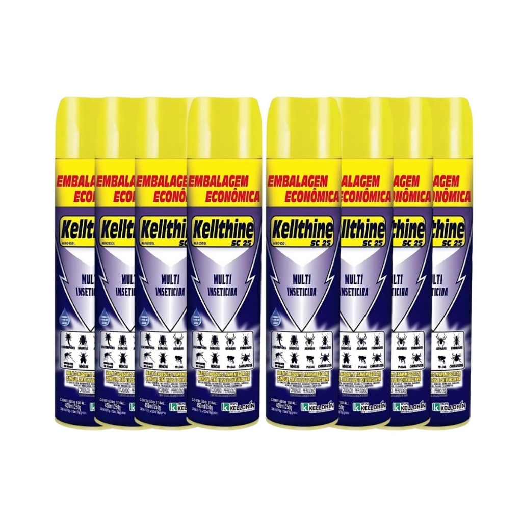 Kit 8 Inseticidas Kellthine Mata Escorpião Dengue Insetos