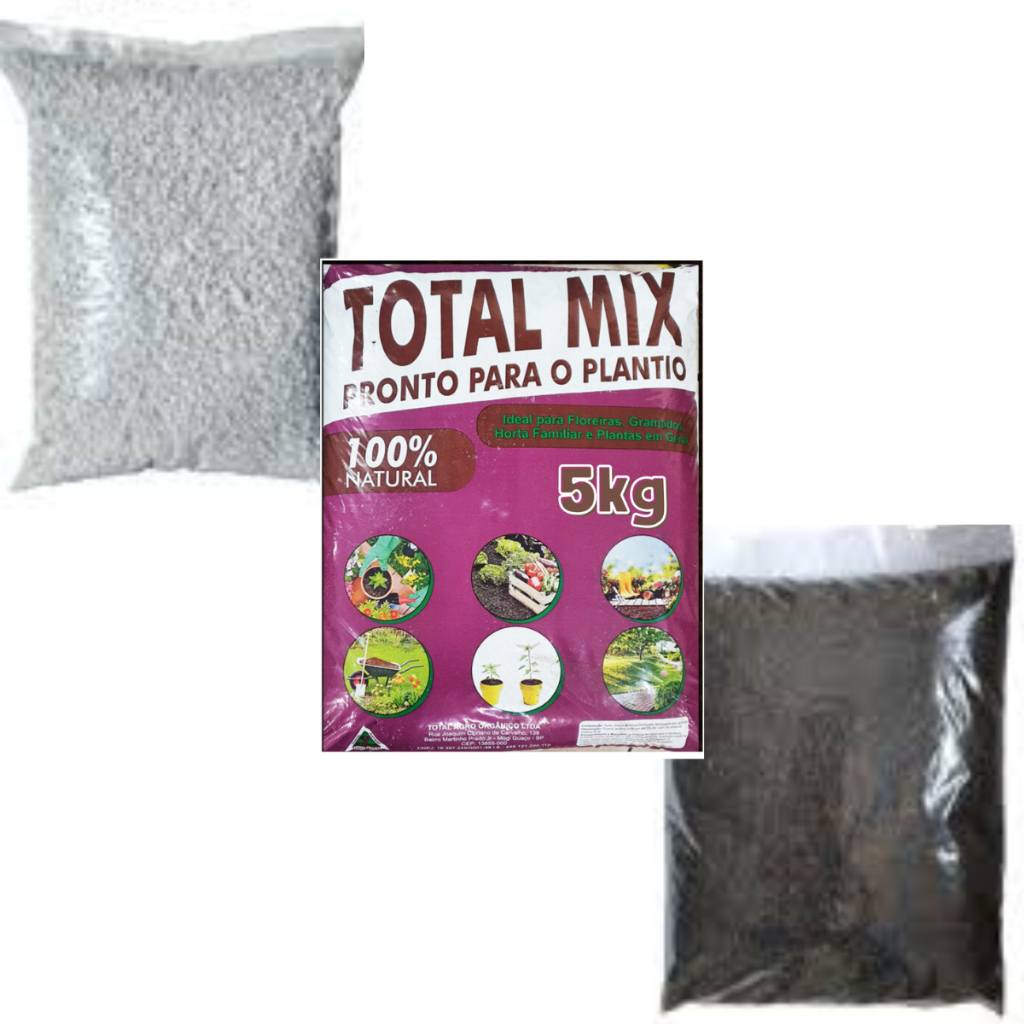 Terra Preta, Perlita E Casca De Arroz Carbonizada Kit Substrato Plantas, suculentas, rosa do deserto