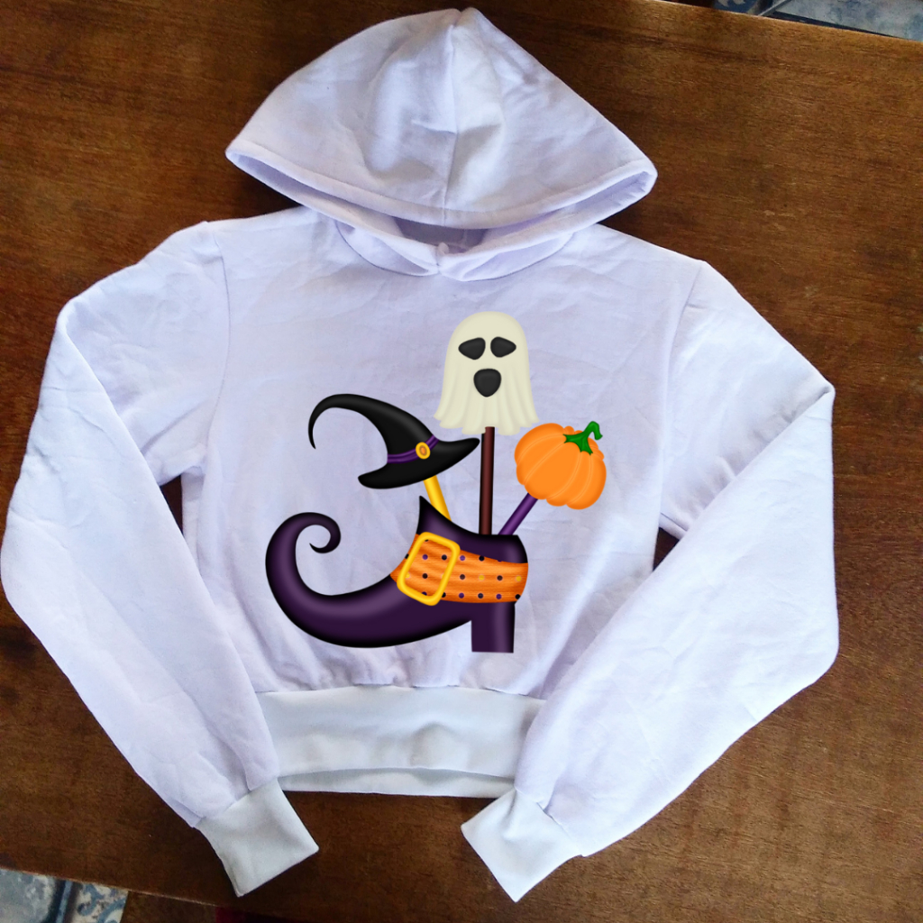 Blusa de Halloween Acessórios - Moletom Cropped Feminino