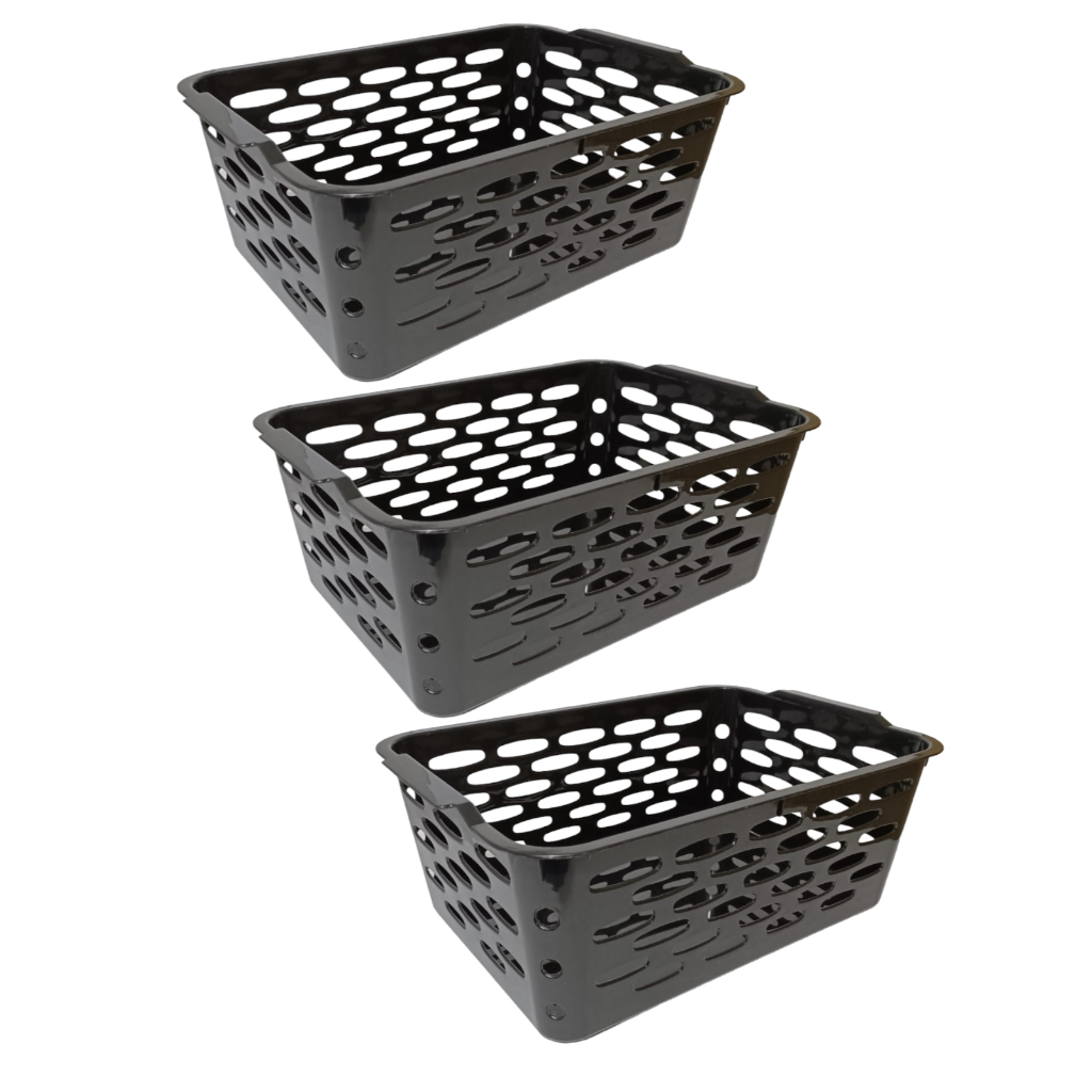 Kit 3 Cestos Organizador Versátil Grande 37x26x13,5 Cm