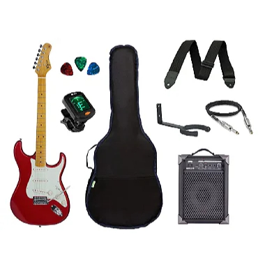 Kit Guitarra Tagima TG530 Strato vermelha com Amplificador e Acessórios