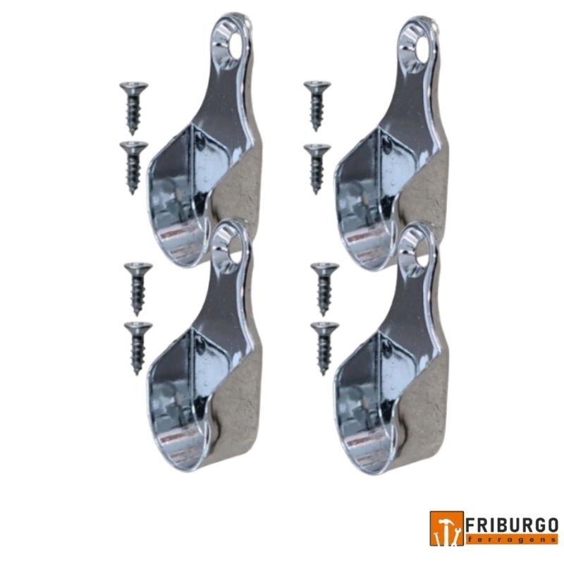 Kit com 4 UND Suporte Lateral Para Guarda Roupa Tubo Cabideiro Oval Oblongo