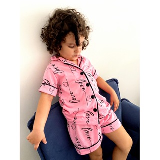 Pijama Infantil Americano Feminino de Criança Short e Camisa com Botões de Menina Malha Verão em Oferta na Shopee
