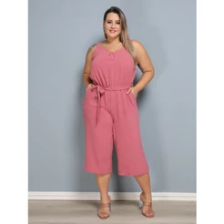 Macaquinho feminino plus size alça macacão pantacurt