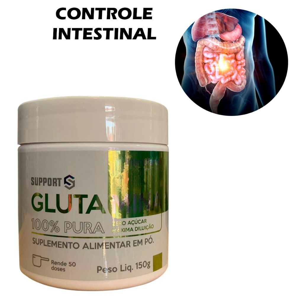 Glutamina 100% Pura Importada Massa Muscular Controle Intestinal 150g Supports