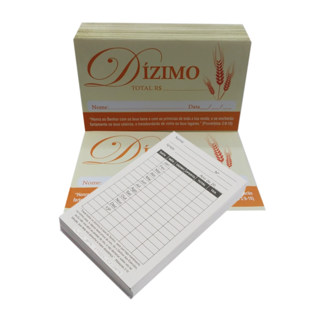 Envelope Para Dízimos Amarelo + 100 Cartão Branco