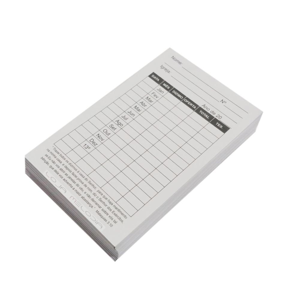 Envelope Para Dízimos Amarelo + 100 Cartão Branco