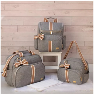 KIt Bolsas Maternidade Mochila Térmica Unissex Cinza/caramelo em Oferta na Shopee