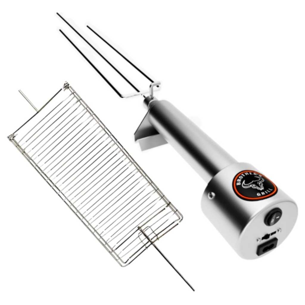 Espeto Elétrico Giratório Brother´s Grill Master Bivolt Cabo de Alumínio + Grelha Giratória