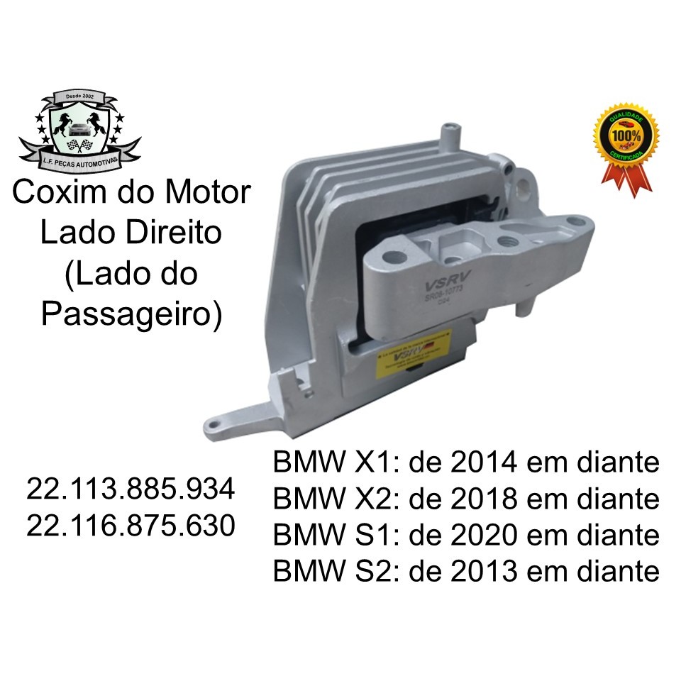 Coxim Motor Lado Direito Para Bmw X1, Bmw X2, Bmw S1, Bmw S2