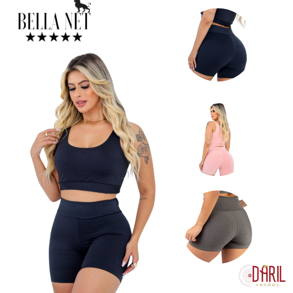 Short Curto Feminino de Academia Fitness Cintura Alta Não Fica Transparente Tecido Confortável Liso