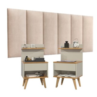 Conjunto Cabeceira Cama Casal 1,40 Com Mesa de Cabeceira Quarto Requinte