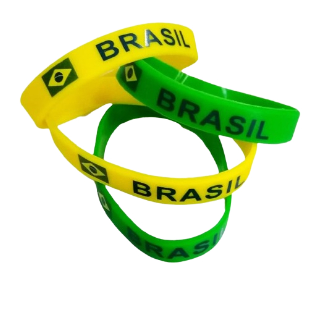 Kit 4/10/36 Pulseira de Silicone Brasil - torcida olímpica brasileira verde amarelo