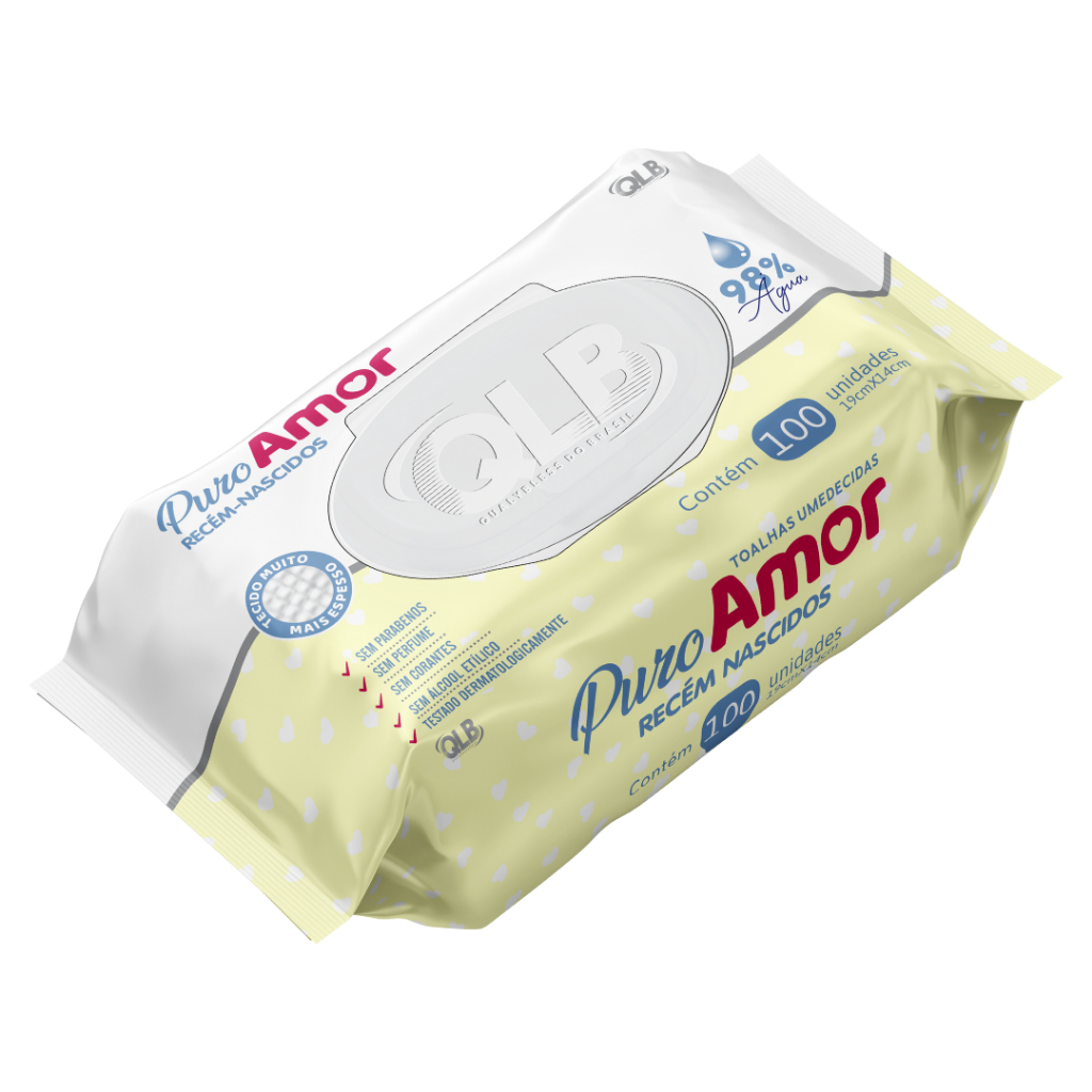 Caixa com 8 Lenços/Toalhas Umedecidas Puro Amor Recém-Nascidos c/100 Unidades Cada – Tampa FlipTop - Tecido mais espesso em Oferta na Shopee