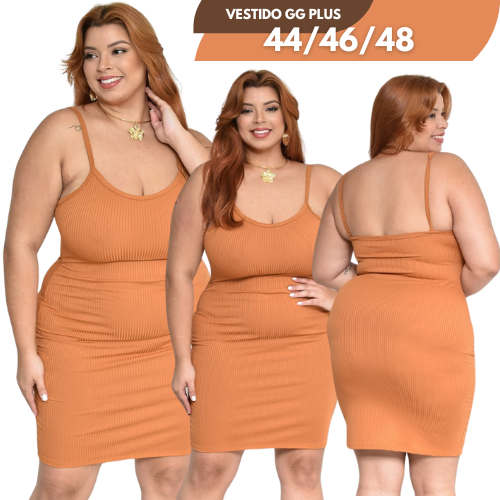 Vestido Canelado GG Plus 44 ao 48 Sem Bojo Alcinha Com Elastano Tubinho