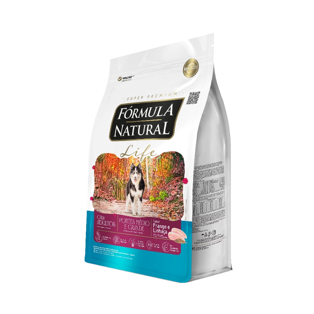 Ração Fórmula Natural Life Cães Adultos Porte Médio e Grande 15kg Adimax - Pets