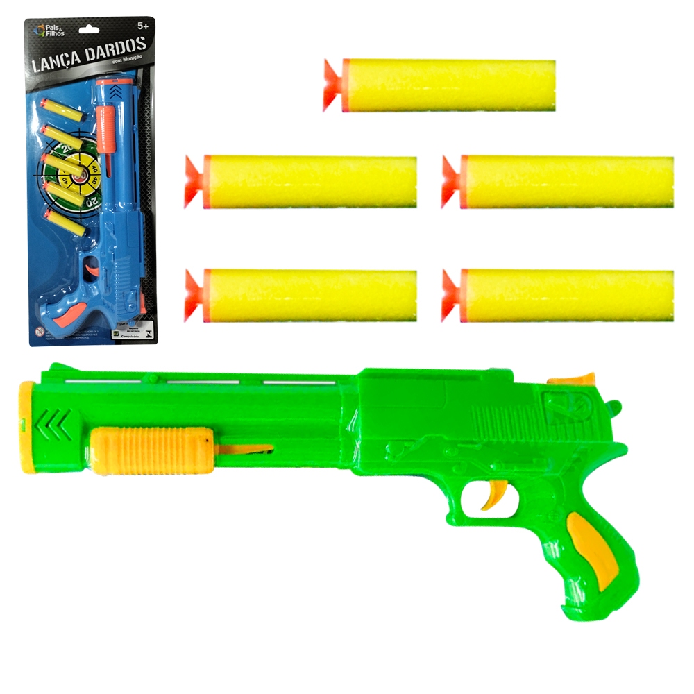 Pistola Revolver / Lança Dardo Com Ventosa 5 Dardos