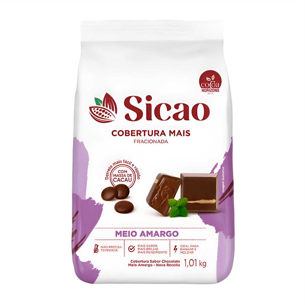 Cobertura em Gotas Mais Fracionada Sicao Fácil Sabor Meio Amargo 1,01kg