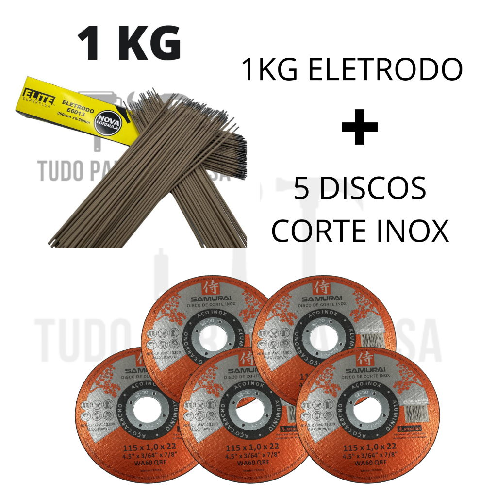 Eletrodo 2.5mm 6013 Solda Elétrica + 5 Discos de Corte